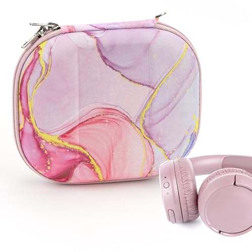 Geekria NOVA On-Ear Headphones Case Compatible with JBL Tune 510BT/500BT/670NC, Live 400BT and More, Replacement Hard Shell Travel Carrying Bag with Cable Storage (Pink Marble) - color: Pink Marble