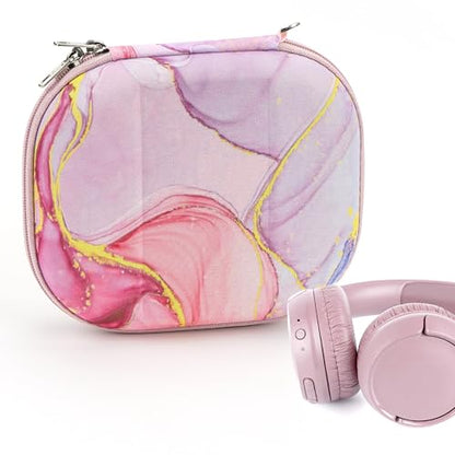 Geekria NOVA On-Ear Headphones Case Compatible with JBL Tune 510BT/500BT/670NC, Live 400BT and More, Replacement Hard Shell Travel Carrying Bag with Cable Storage (Pink Marble) - color: Pink Marble