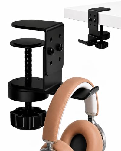 Under Desk Headphone Holder Clamp, Rotating Desk Hook, Space Saving Mount