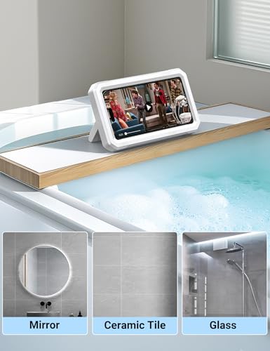 Coolpow Shower Phone Holder Waterproof【480°Rotatable】 Retractable Adjustable Shower Phone Case Shower Bathroom Wall Phone Mount Stand Water Proof Anti Fog Case for 4-7" Cellphones Shower Accessories - color: White