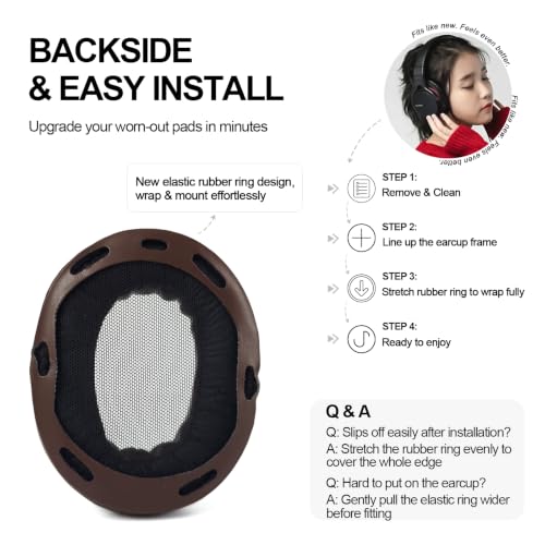 Replacement Ear Pads for Sony MDR-1A/ MDR-1ADAC Headphones - Brown | Fit for Sony MDR-1A/ MDR-1ADAC/ MDR1A Headsets, Premium Protein Leather, Memory Foam Ear Cushions, Comfort Fit, Easy Install