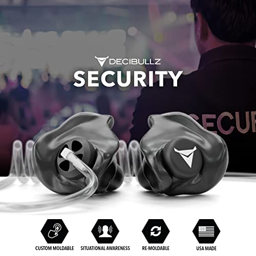 Decibullz Custom Moulded Security Two-Way Radio Surveillance Earpiece Set, Thermo-Fit Designed for Clear Acoustic Tube Radios | Model: +Awareness - style: Awareness Earpieces
