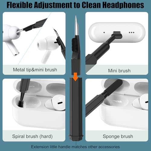 VICHYIE 20 in 1 Multifunctional Cleaner Kit for Electronic Devices (Black) | Keyboard Cleaning Brush, Headphones Cleaner Kit for AirPods, Multi-Tool for Cleaning Laptop, Earbuds, Camera, Cellphones - color: Black
