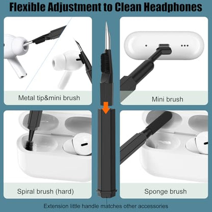 VICHYIE 20 in 1 Multifunctional Cleaner Kit for Electronic Devices (Black) | Keyboard Cleaning Brush, Headphones Cleaner Kit for AirPods, Multi-Tool for Cleaning Laptop, Earbuds, Camera, Cellphones - color: Black
