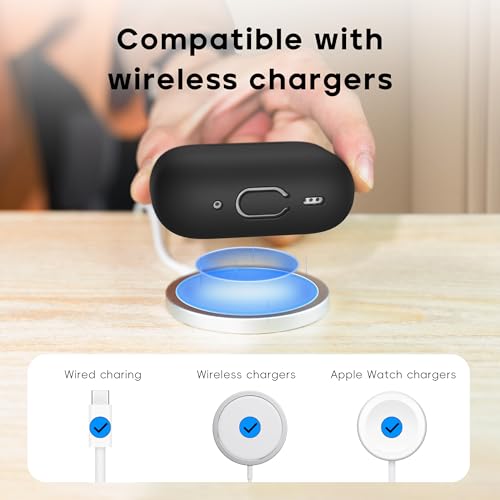 RFUNGUANGO for AirPods Pro 2 Case Cover, Black | Silicone Protective Case with Cleaning Kit Keychain, Compatible with AirPods Pro 2nd/1st Generation, Wireless Charging - color: A-A-Black, size: AirPods Pro 2nd/1st Case