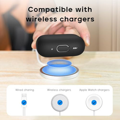 RFUNGUANGO for AirPods Pro 2 Case Cover, Black | Silicone Protective Case with Cleaning Kit Keychain, Compatible with AirPods Pro 2nd/1st Generation, Wireless Charging - color: A-A-Black, size: AirPods Pro 2nd/1st Case