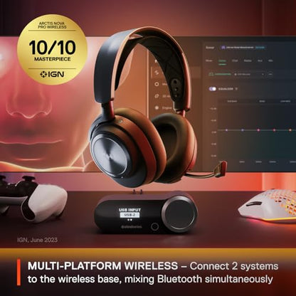 SteelSeries Arctis Nova Pro Wireless Multi-System Gaming Headset - Premium Hi-Fi Drivers - Active Noise Cancellation - Infinity Power System - ClearCast Gen 2 Mic (Renewed)