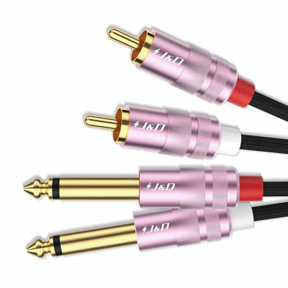 J&D RCA to 1/4 Inch Cable, Nylon Braided Audio Cable, Dual 1/4 inch TS to Dual RCA Stereo Audio Interconnect Cable, Gold Plated Audio Connector for Amplifiers, Instruments, Audio Equipment, 3 feet - size: 3 feet