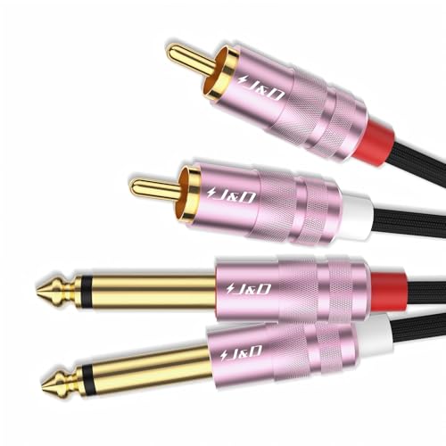 J&D RCA to 1/4 Inch Cable, Nylon Braided Audio Cable, Dual 1/4 inch TS to Dual RCA Stereo Audio Interconnect Cable, Gold Plated Audio Connector for Amplifiers, Instruments, Audio Equipment, 6 feet - size: 6 feet