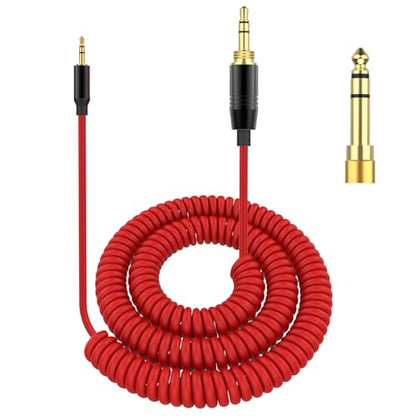 Alitutumao QC45 Coiled Headphones Audio Cable, 2.5mm to 3.5mm Aux Cord Compatible with Bose Quietcomfort QC45 QC35 NC700 On-Ear 2/OE2i/Soundtrue/Soundlink Headphones with 6.35mm Adapter, Red (4-16FT)