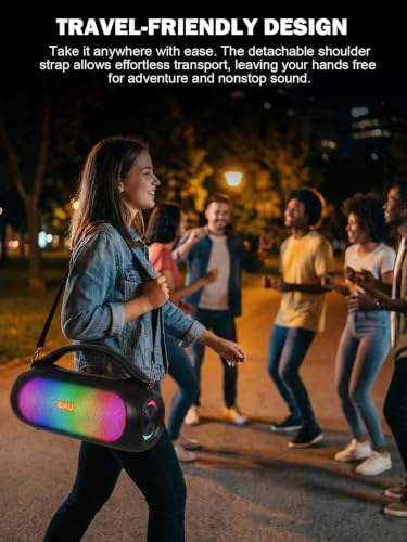 Portable Bluetooth Speaker, 125W Peak, Loud Sound, IPX6 Waterproof | Bluetooth 5.3, 3 EQ Modes, TWS, Power Bank, speakers bluetooth wireless with Lights for Home, Beach, Camping & Tailgating