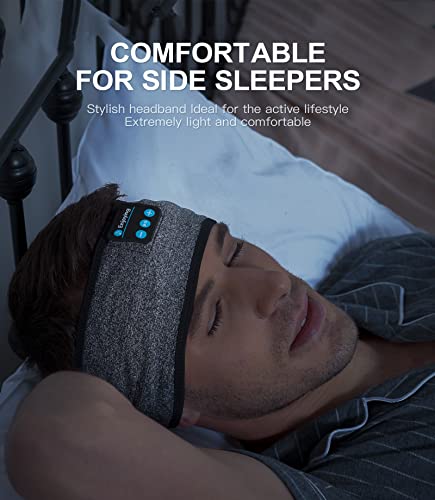 Enjoying Sleep Headband, Bluetooth Headphones for Sleeping with Noise Cancelling, Thin Speakers, 1 Count, Black&Grey, Hairband, Unisex, for Sleep, Workout, Yoga, Travel, Insomnia, Leisure
