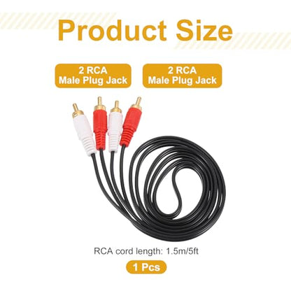 MECCANIXITY 5ft RCA Cable, 2RCA Male to 2RCA Male Audio Video Speaker Cable for Subwoofer Amplifier Home Theater DVD TV - size: 5ft, style: 2RCA Male to 2RCA Male