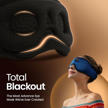 LC-dolida Sleeping Headphones Eye Mask, Sleep Mask with Bluetooth Headphones 3D Eye Mask Wireless Music Cotton Sleep Cover for Side Sleepers Nap Insomnia Air Travel Meditation Gifts for Unisex - color: Dark Blue