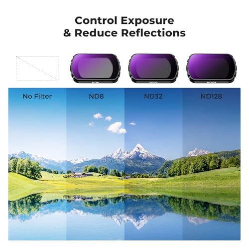 K&F CONCEPT Effect Lens & ND Filter Kit for DJI Osmo Pocket 4/3 | 1.2X Anamorphic Lens+ Wide-Angle Lens+ 10X Macro Lens+ ND8+ND32+ND128, Magnetic Attach/Multi-Coated/Optical Glass, FD161