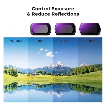 K&F CONCEPT Effect Lens & ND Filter Kit for DJI Osmo Pocket 4/3 | 1.2X Anamorphic Lens+ Wide-Angle Lens+ 10X Macro Lens+ ND8+ND32+ND128, Magnetic Attach/Multi-Coated/Optical Glass, FD161