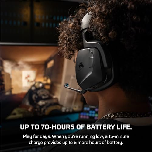 Corsair Void v2 Wireless Bluetooth PC PS5 Switch Gaming Headset – Black - color: Black