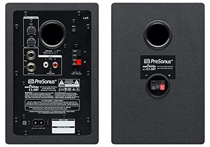 PreSonus Eris E3.5 BT Bluetooth Studio Monitor Pair Bundle with Monitor Stand, Isolation Pads, XLR Cables, TRS Cables, and Austin Bazaar Polishing Cloth - size: Bundle w/ Stand, style: E3.5 BT