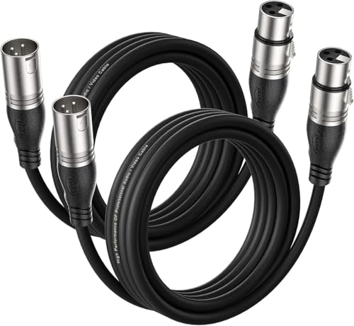 EBXYA XLR Cable 6ft 2 Packs Microphone Cable with 3-Pin XLR Male to Female | Balanced, Professional Shielded, for Mic, Mixer, Speaker Systems, Radio Station and Podcast, Black - color: Black, size: 3 Feet-2 Pack