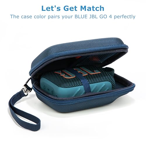Ginsco Case for JBL Go 4 - Ultra-Portable, Waterproof and Dustproof Bluetooth Speaker, for Go 3 - Mini Bluetooth Speaker, Travel Carrying Case Hard Shell Cases with Detachable Strap (Blue) - color: Blue