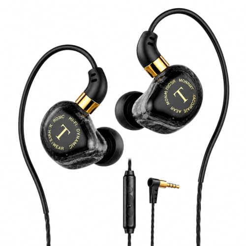 Rosmas Wired Gaming Earbuds with Mic, 360° Spatial Audio, 10mm Drivers, in-Ear Headphones with Volume Control, 3.5mm Jack for PC, PS5, Xbox, Switch, Laptop(Black)
