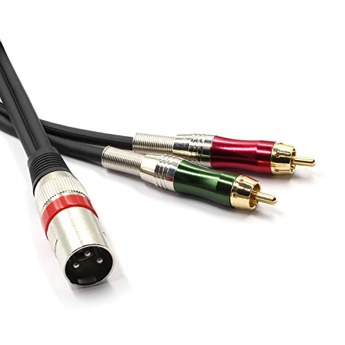 XLR Male to 2 x Phono RCA Plug Adapter Y Splitter Patch Cable, 1 XLR 3 Pin to Dual RCA Plug Stereo Audio Cable Connector(1.5 Meters) - color: 1.5m (1XLR-2RCA)