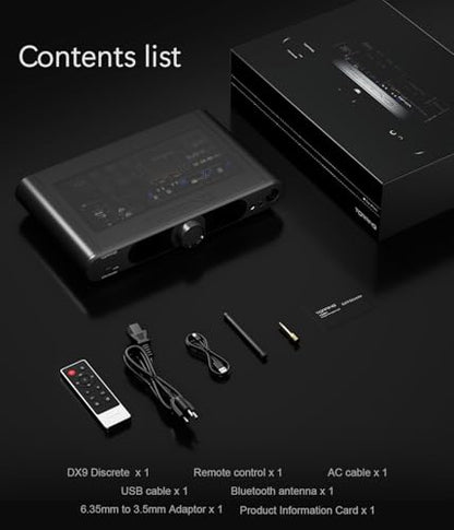TOPPING DX9 Discrete Fully Balanced 1-Bit DAC & Headphone Amplifier | 131dB DNR | Six-Channel NFCA Module | LDAC Bluetooth 5.1 | Ten-Band PEQ | Hybrid Relay Volume Control (Black) - color: Black