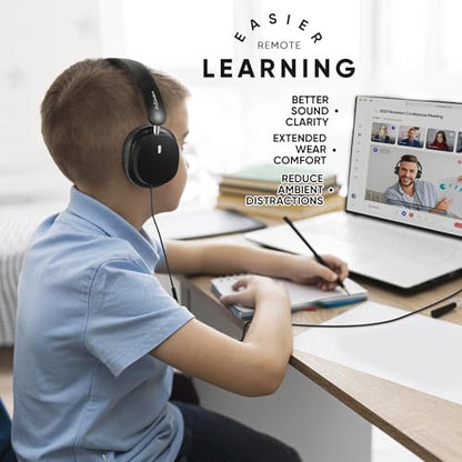 Kids Wired Headphones for School, 10-Pack, Foldable with Mic | Stereo sound, Comfortable over-ear fit, Foldable design, 3.5 mm jack, Ideal for classrooms, iPads, tablets and computers - color: 10 Pack-Black
