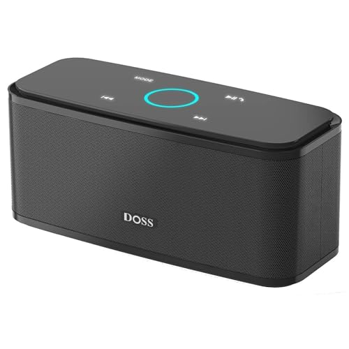 DOSS SoundBox Touch Wireless Bluetooth Speaker-12W HD Sound with Rich Bass | Portable & Small Design, IPX5 Waterproof, 20H Playtime, Handsfree, House, Office Desktop, Bedroom, Indoor Use, Black - color: Black