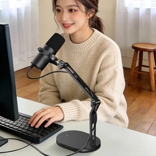 Flexible Boom Arm Stand for 5 / 8inch and 3 / 8inch Adapters Featuring Aluminum Construction and Cable Management Holder Auditory Microphone Stand