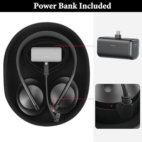 Geekria Elite Charging Headphones Case Compatible with Sony WH-1000XM6, Bose QC Ultra II, JBL Tour ONE M3 and More, Replacement Hard Shell Travel Carrying Bag with Power Bank (Black) - size: with power bank