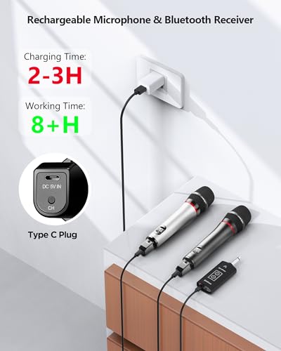 Rechargeable UHF Wireless Microphone with 1/4'' Plug Rechargeable Receiver - color: WXM19 White Black