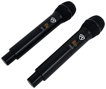 Rockville RKI65BT Dual UHF Wireless Microphones Karaoke Interface, Bluetooth Connectivity, Adjustable Echo, 8 Switchable Frequencies, Perfect for Home Karaoke and Parties | 2 UHF Mics, 8 Frequencies, 200 Ft Range, Optical/Coax/Aux Inputs, 1/4" Mix Output,