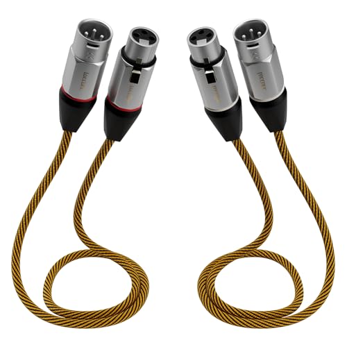 3ft XLR Cables 2 Pack, Balanced Male to Female Audio Cords, Nylon Braided Microphone Cable, Shield for Studio Podcast DJ - size: 3 Feet, style: 2 Pack
