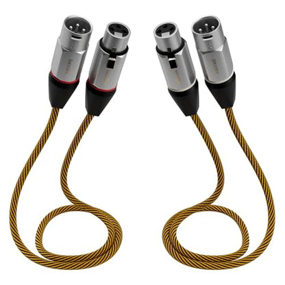 3ft XLR Cables 2 Pack, Balanced Male to Female Audio Cords, Nylon Braided Microphone Cable, Shield for Studio Podcast DJ - size: 3 Feet, style: 2 Pack