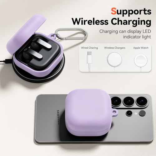 Inesore for Galaxy Buds 4 Pro & Galaxy Buds 4 Case (Purple) | Skin Friendly Silicone Material, with A Multifunctional Cleaning Pen Tool and Keychain, Scratch Resistant, Slip Resistant - color: Purple