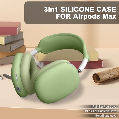 Maxjoy for AirPods Max Case, Soft Silicone Ear Cups & Headband Cover, Anti-Scratch Protective Accessories, Light Green - color: Light Green
