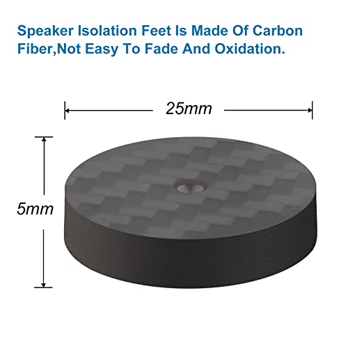 Monosaudio 4Pcs Carbon Fiber Isolation Speaker Spikes Pads 25X5mm Speaker Spike Floor Protectors Speaker Isolation Feet for Audio,Speakers,Subwoofers,Amplifier,Home Theater,Turntable,DAC(Black) - size: 25X5mm