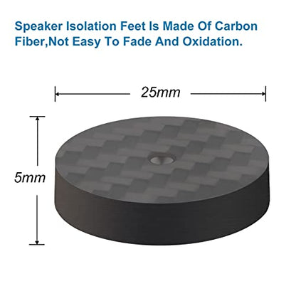 Monosaudio 4Pcs Carbon Fiber Isolation Speaker Spikes Pads 25X5mm Speaker Spike Floor Protectors Speaker Isolation Feet for Audio,Speakers,Subwoofers,Amplifier,Home Theater,Turntable,DAC(Black) - size: 25X5mm