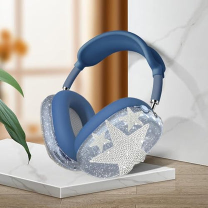 [4 in 1] Case Cover for AirPods Max 2/1 (2026/2024/2020) Ear Pad Case Cover/Headband Cover/Ear Cups Cover with Bling Star for Apple AirPods Max Headphones (Bling Deep Blue Star) - color: Bling Deep Blue Star