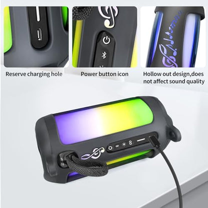 Silicone Carrying Cover for JBL Pulse 5,Travel Protective Soft Silicone Cover Sleeve Case Fit for JBL Pulse 5 Bluetooth Speaker (Black) - color: Black