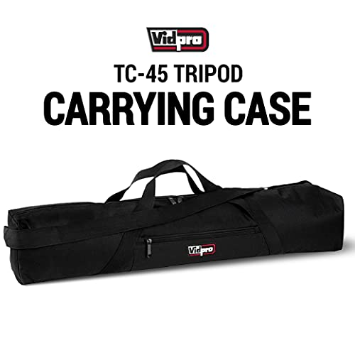 VidPro TC-45 Tripod Carrying Case - Heavy Duty Nylon Bag with Shoulder Straps and Handles - Compact Case with Full Length Zippered Closure Plus External Pocket Fits Tripod with Head up to 45 Inches - size: 45" Long