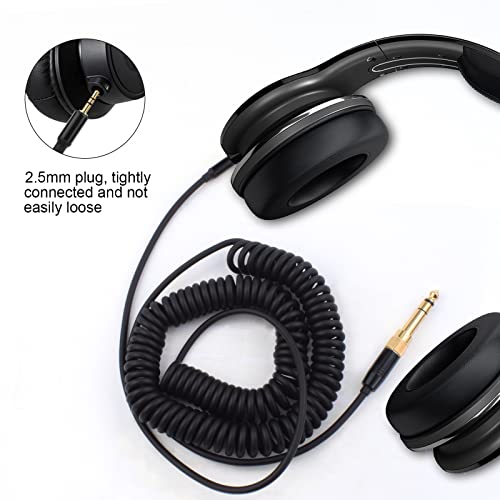 Alitutumao QC45 Coiled Headphones Audio Cable 2.5mm to 3.5mm & 6.35mm Aux Cord Compatible with Bose Quietcomfort QC45 QC35 NC700 On-Ear 2/OE2i/Soundtrue/Soundlink Headphones, 6.35mm Adapter Included