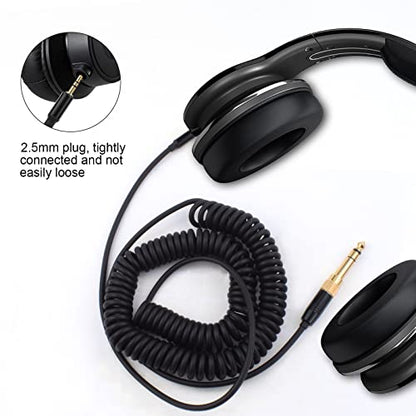 Alitutumao QC45 Coiled Headphones Audio Cable 2.5mm to 3.5mm & 6.35mm Aux Cord Compatible with Bose Quietcomfort QC45 QC35 NC700 On-Ear 2/OE2i/Soundtrue/Soundlink Headphones, 6.35mm Adapter Included