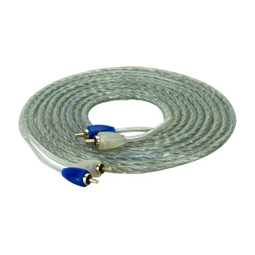 Scosche e2 ERCA12 2-Channel Twisted Pair RCA Interconnect Audio Cables - 2CH OFC Car Stereo Connector Cable - 24 Karat Plated Gold Connectors - 12 Foot Male to Male