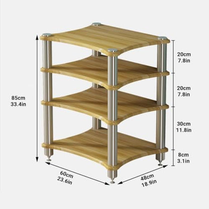 HiFi Amplifier Rack Cabinet, Audio Equipment Stand with Spiked Feet | Stereo Component Shelf, Heavy Duty AV Rack for Power Amplifier, Turntable and Home Theater System(Light walnut,4-layer) - color: Light Walnut, size: 4-layer