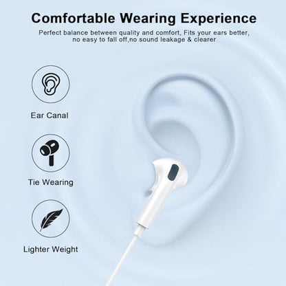 [Apple MFi Certified] Wired Headphones for iPhone 14 13 12,Earbuds with Lightning Connector Built-in Mic & Volume Control HiFi Stereo Nosie Reduction Earphones Compatible with iPhone 13/11/XR/XS/X/8/7