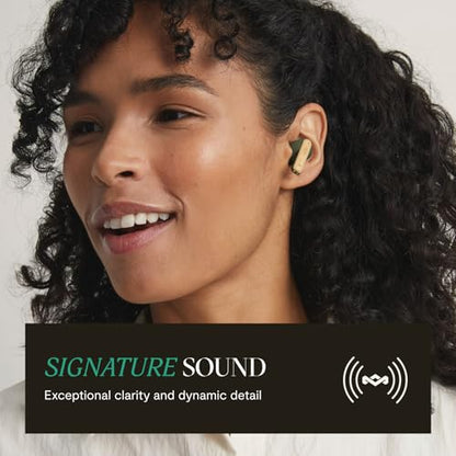 House of Marley Little Bird True Wireless Earbuds, Touch Controls, Built-in Mic, 24 Hours Playtime with Case, USB-C Quick Charge, Sustainable Materials, Movie and Gaming Mode (Green) - color: Green
