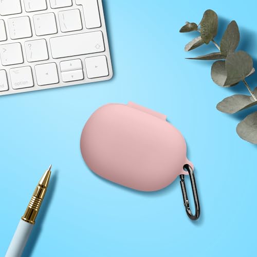 kwmobile Cover for Bose QuietComfort Earbuds Case - Silicone Cover for Earbuds Charging Case - Protective Headphone Holder with Carabiner Clip - Dusty Pink - color: dusty pink
