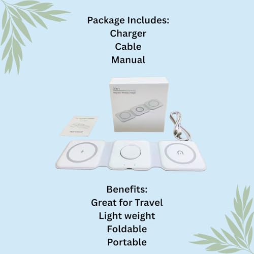 3-in-1 Foldable Magnetic Wireless Charger for iPhone, Apple Watch & AirPods – Fast Charging Station, Travel-Friendly, Compact Design, USB-C Powered